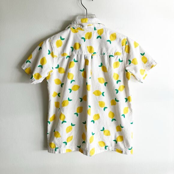 Hanna Andersson 12 Shirt Lemon Print Collar Button Front Short Sleeve - Picture 4 of 6